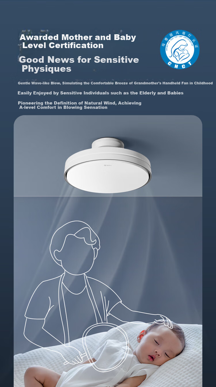 BULL Bladeless Fan Light Integrated Ceiling Light GF19AT Invisible Hanging Fan Light Bedroom Model 70W, Installation Included 7