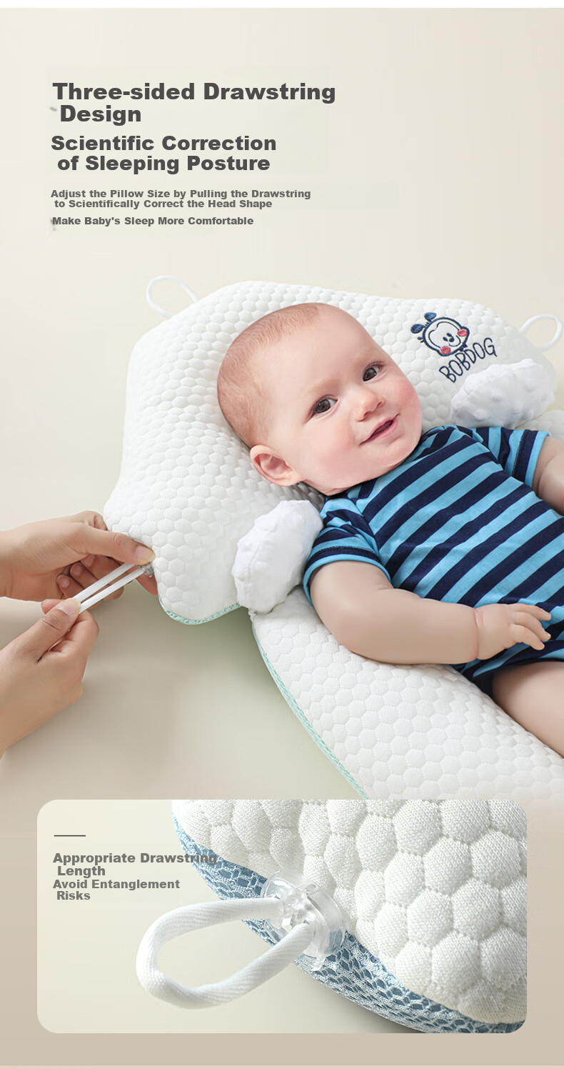 BOBDOG Shaping Pillow for Babies 0-6+ Months Newborn Infant Head Shaping Anti-Flat Head Cat Paw Pillow Blue 4