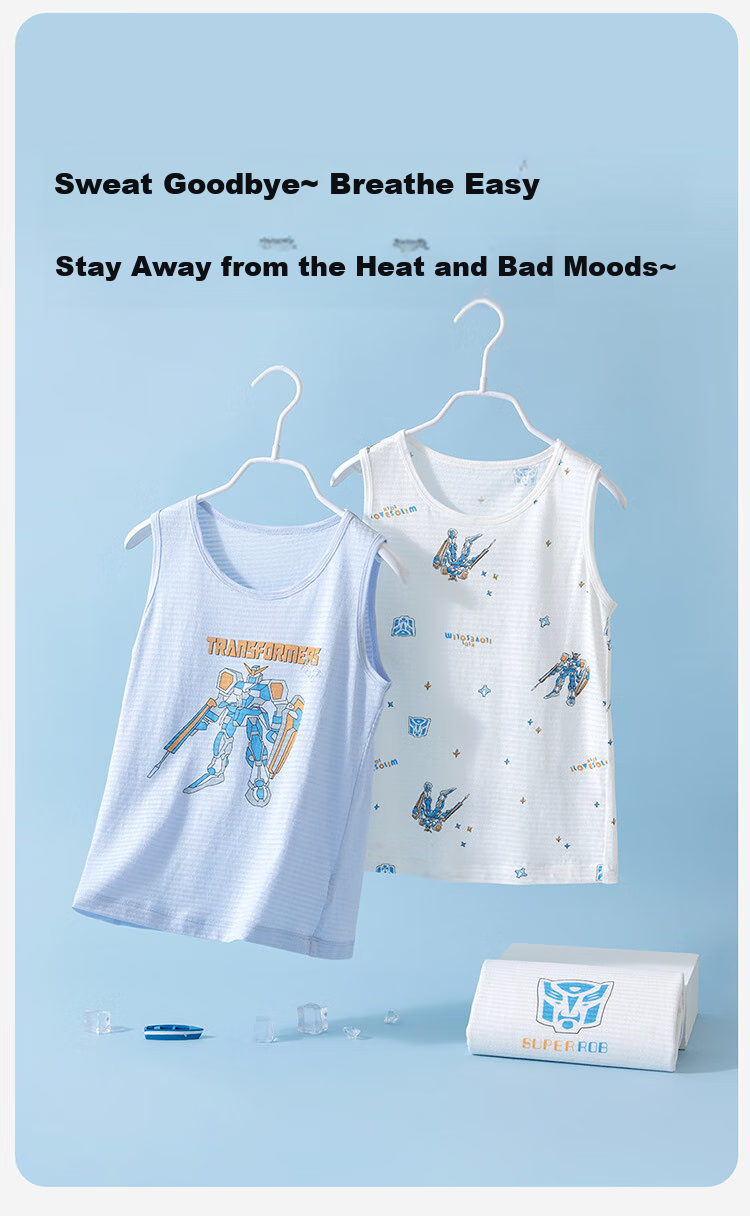Dingguagua Boys' Pure Cotton Tank Top, Thin Style, Children's All-Season Undershirt, Spring And Summer Boys' Undershirt, Four Seasons Small Vest, Style Four 110 2