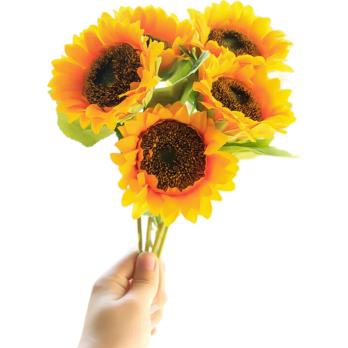 Shengshi Taibao Sunflower Artificial Flower Bouquet Fake Flowers Floral Arrangement Sunflower Handheld Silk Flowers Photography Props Set of 5