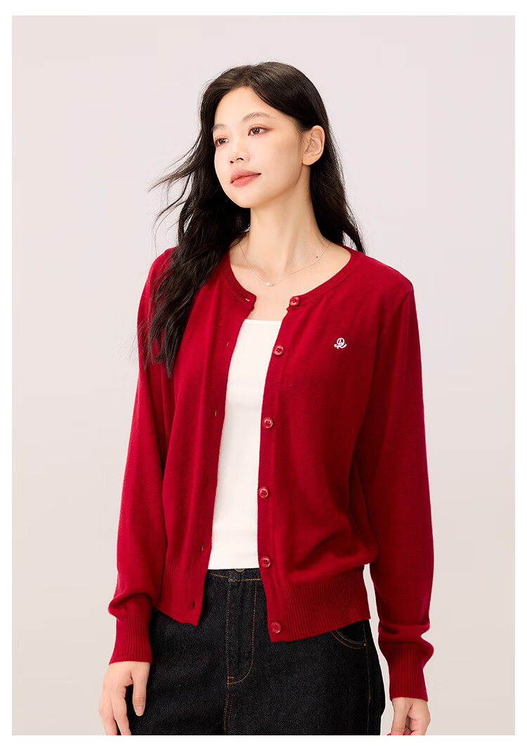 RA&RN / Aiqi Ruyu Autumn New Slimming Solid Color Wool Knit Cardigan Jacket for Women, Elegant 5