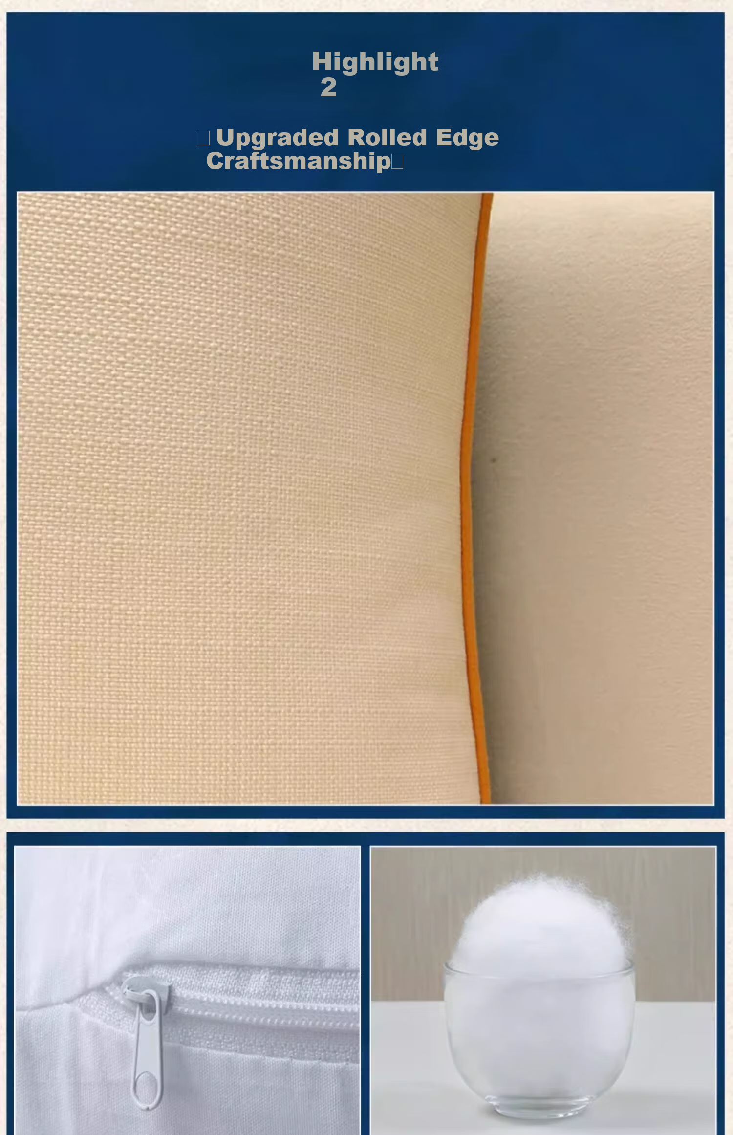 Huamanshengting Pillow Cushion, Sofa Backrest, Office Seat Cushion, Lumbar Support, Fuzemian Long Velvet Beige, 50*50cm with Insert 9