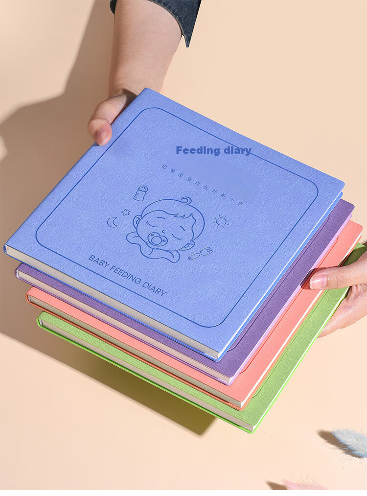 Jiamo Feeding Diary, Square Soft Leather Notebook, Baby Growth Record Book, Children's Journal, Newborn Infant Lifestyle And Feeding Record, Breastfeeding And Formula Feeding, Blue Single Book 1