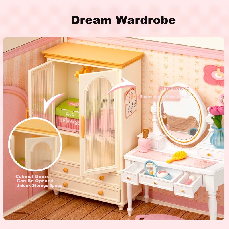 Конструктор Rolife Super World Sweet Dream Bedroom DIY, набор для сборки домика-кукольного, подарок на День Святого Валентина, Новый год для девочек