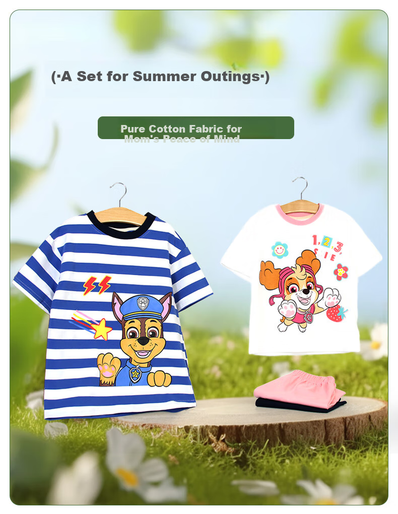 PAW PATROL Children's Short-Sleeve Set, Boys And Girls Summer Shorts, Baby Casual Sports Outfit, Two-Piece Set PA1911 130 5