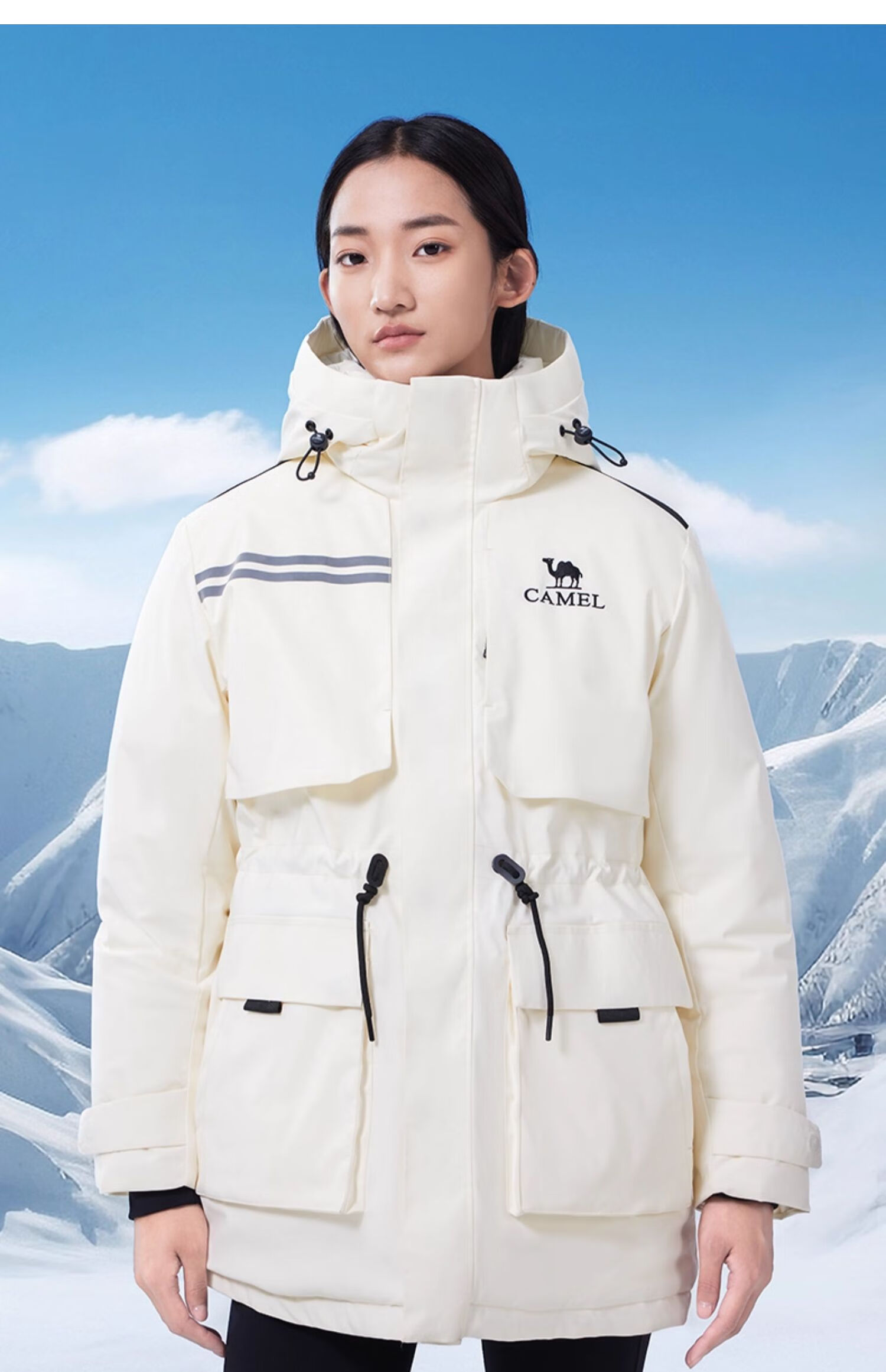 CAMEL Outdoor Down Jacket Unisex 035 Water-Repellent Thickened Warm Parka Coat 36