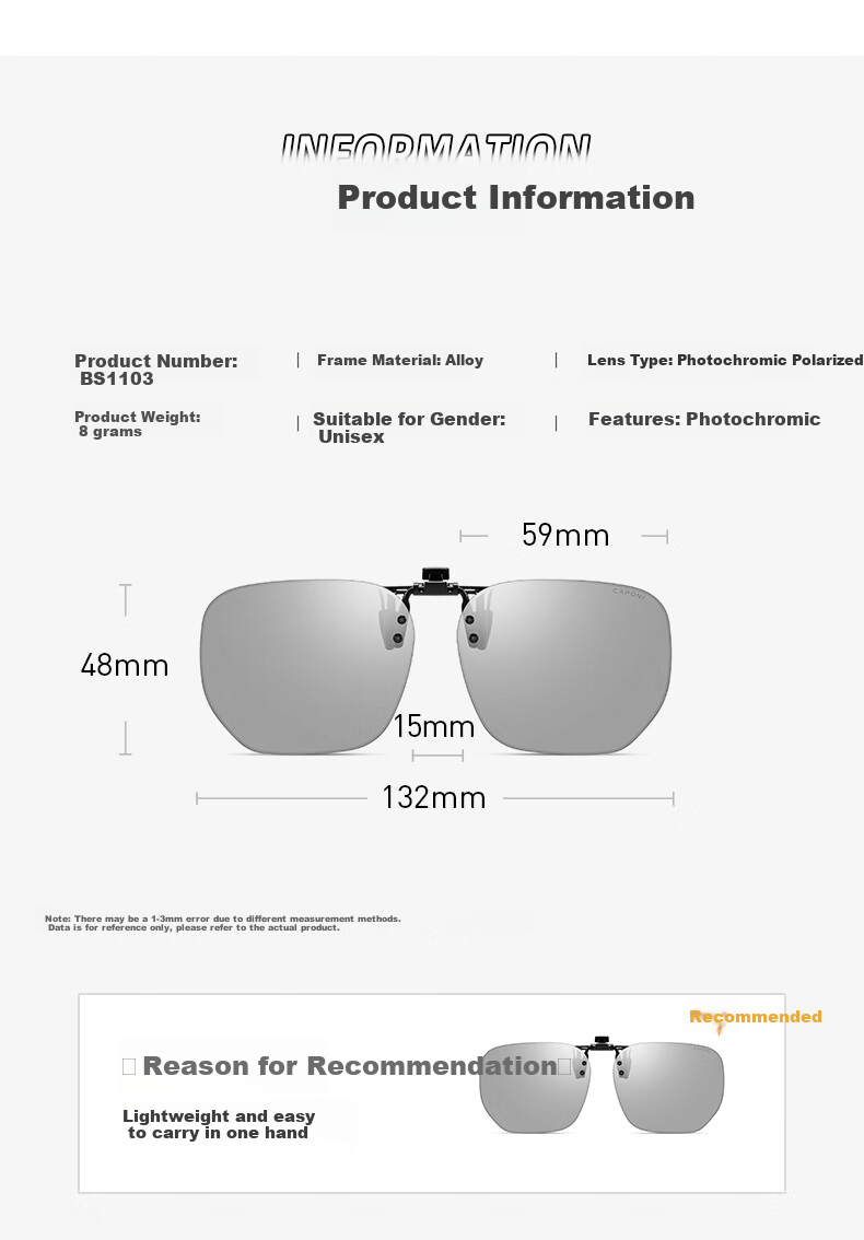 CAPONI Polarized Clip-On HUD Display Sunglasses, Color-Changing Sunglasses for Men And Women, Day And Night Use, Driving-Specific Glasses 12