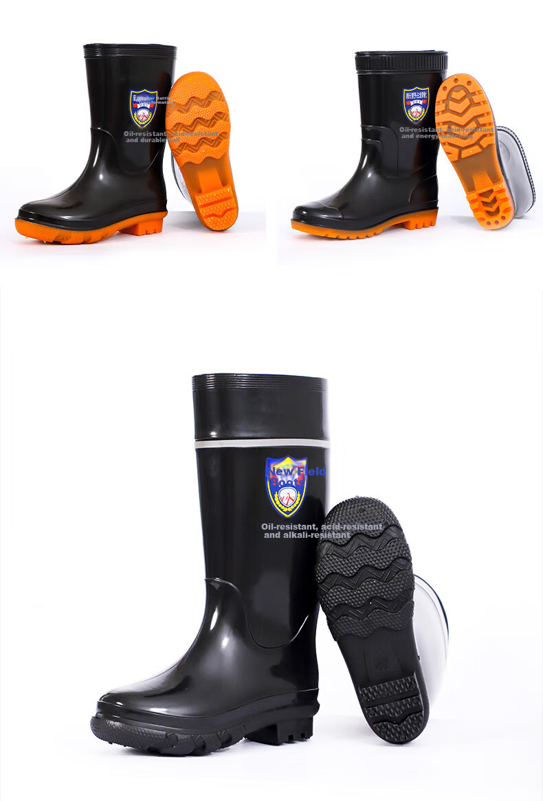 BAIGE Men's Construction Site Rain Boots Mid-Calf Non-Slip Flood-Resistant Rubber Sole Thickened Durable Breathable Size 44 8