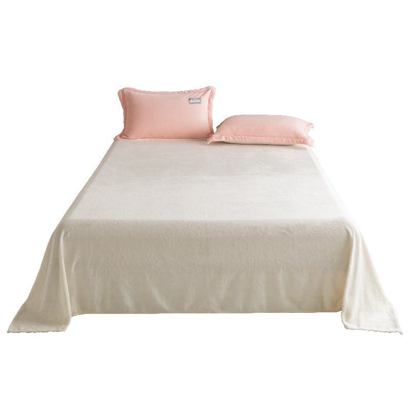 Hengyuanxiang Milk Velvet Single Winter Coral Fleece Bed Sheet Flannel Thickened 160*230cm Off-White