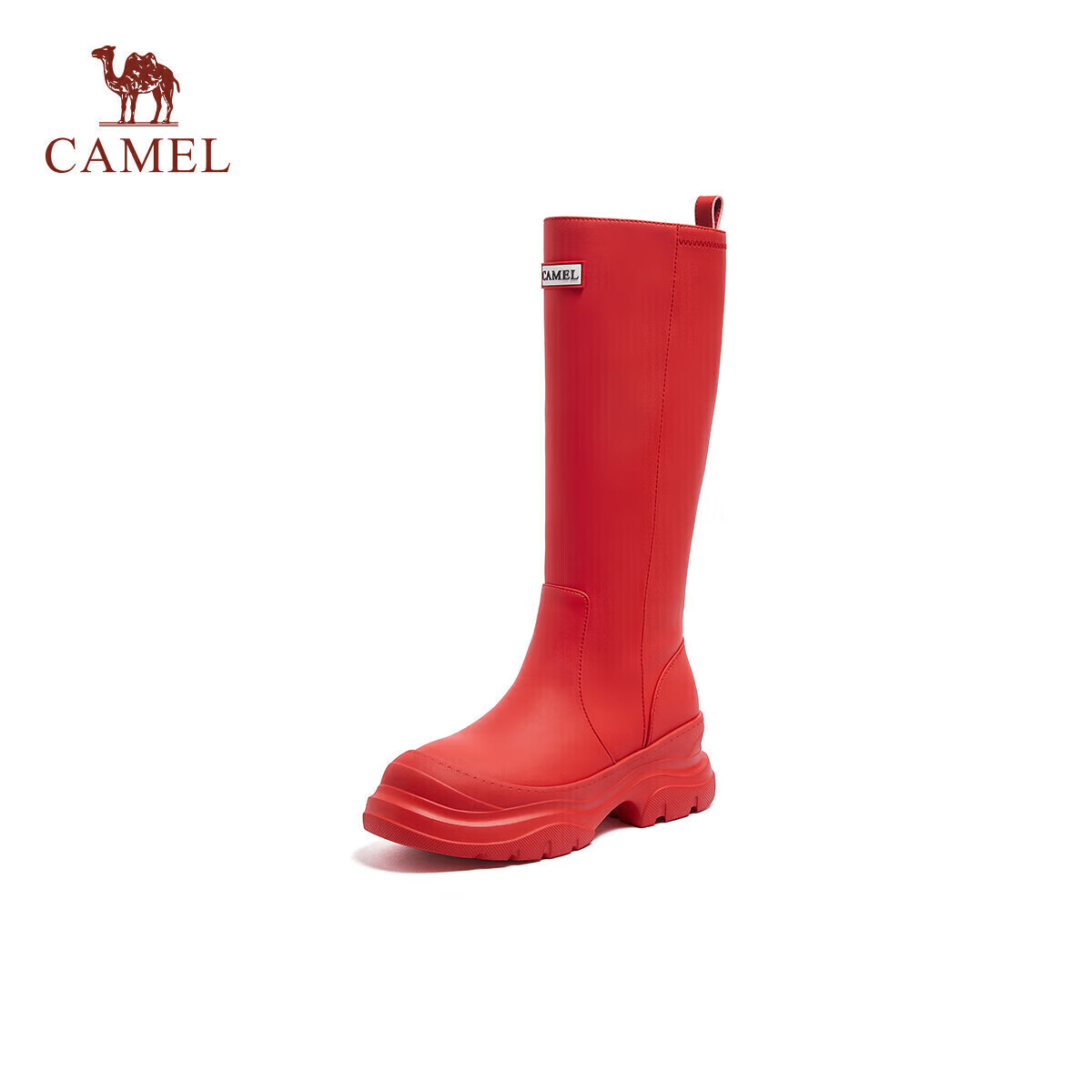 CAMEL Rainbow Rain Boots for Women, Dual-Use for Sun And Rain, Lightweight Outdoor Casual Tall Boots L25W577028 Red 38