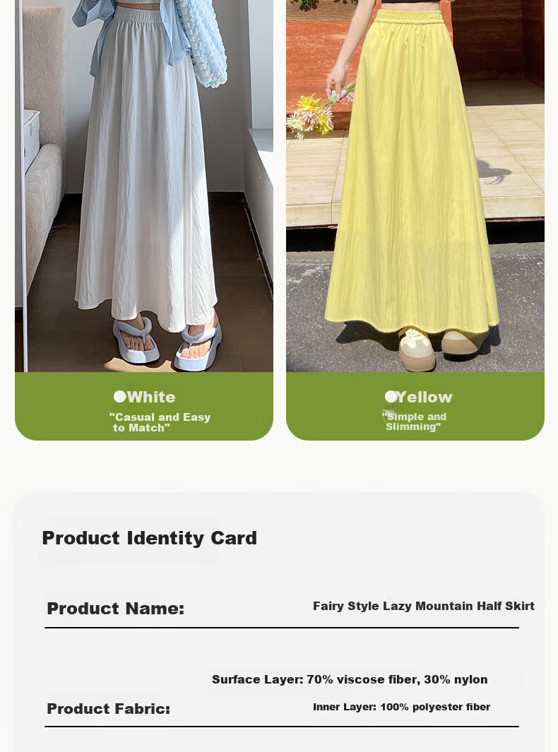 BOPRUIEY Women's Summer Skirt, 2026 Latest Style, Loose High-Waist Draping Ice Silk Yamamoto Skirt, Casual White A-Line Long Skirt 13