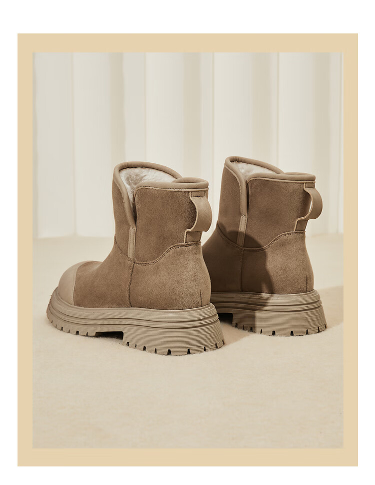 Daphne Northeast Women's Snow Boots 2025 Winter New Thick Sole Cotton Shoes Versatile Fleece Lined Warm Short Boots Khaki Size 40 5