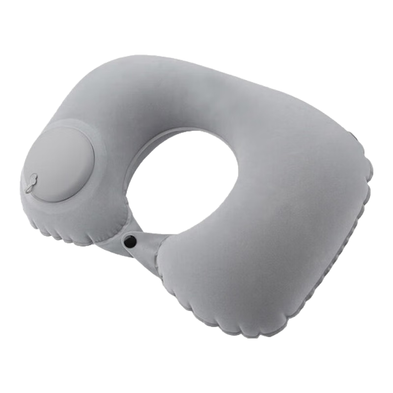 Etravel Inflatable U-Shaped Travel Neck Pillow Press-Type Portable Airplane High-Speed Train Sleep Headrest Gray