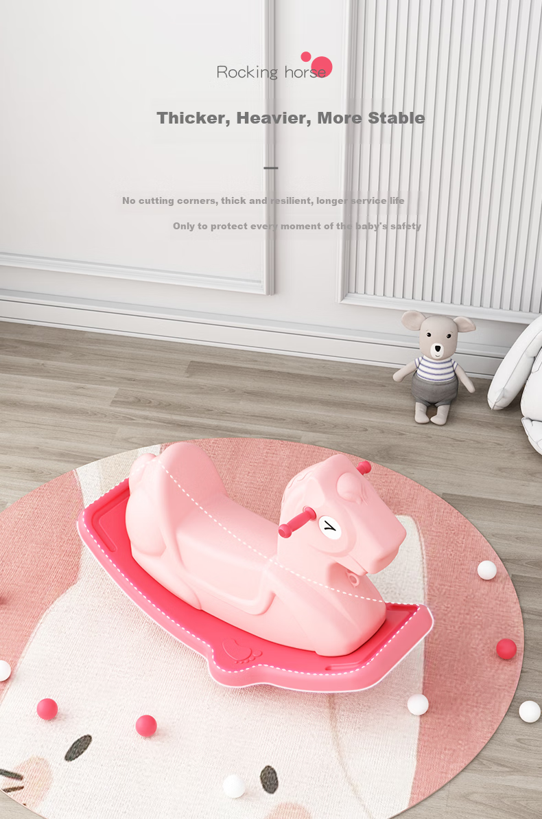 HOBBY TREE Children's Rocking Horse, Baby Wooden Horse, Toddler Balance Board, Home Sensory Integration Training, Fitness Outdoor Toy for Kindergarte 6