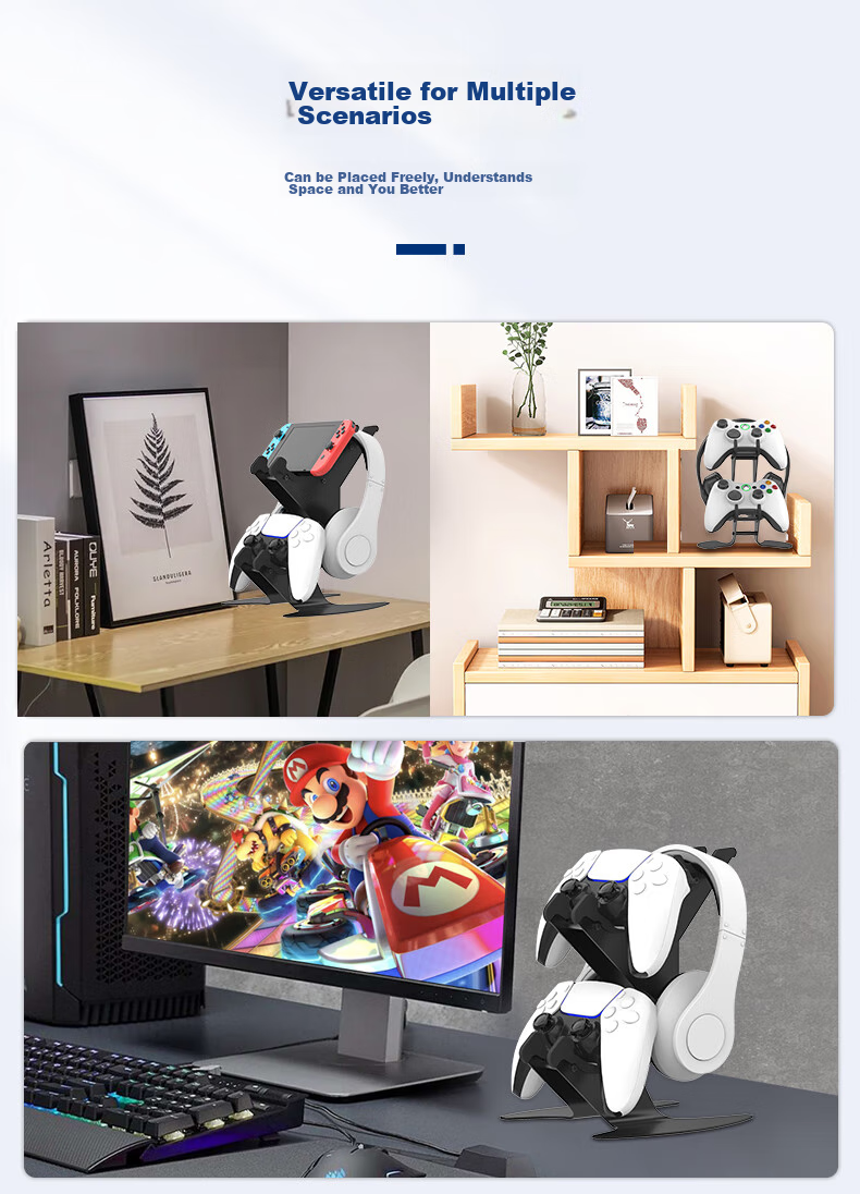 KETENG Desktop Multifunctional Stand, Game Controller And Headphone Storage Two-In Compatible with XBOX, Switch, PS4/PS5, Over-Ear Headset Hanger, E-Sports Desktop Stand 5