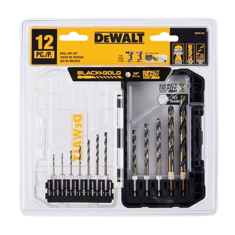 DEWALT 12-Piece High-Speed Steel Twist Drill Bit Set (1/16-5/64") 1
