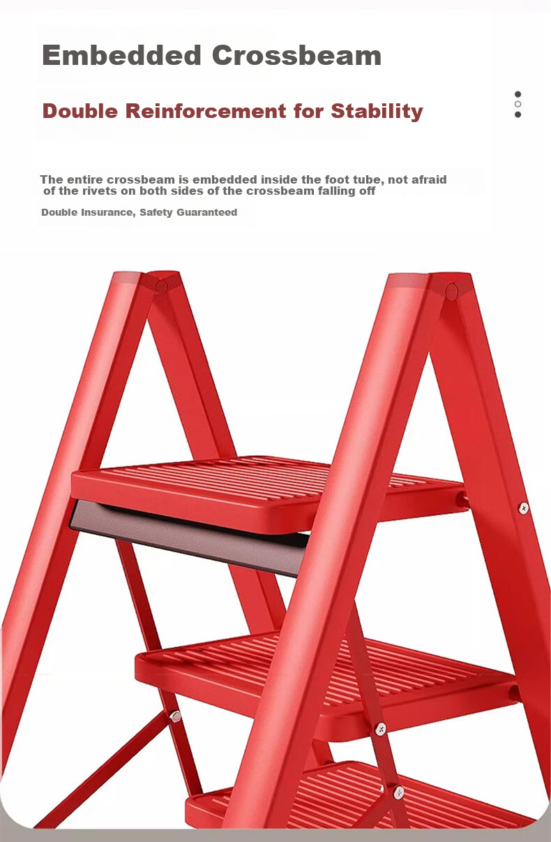 Jiuqiangu Folding Ladder, Household Use, Extendable, High Carbon Steel, A-Frame Ladder, Indoor Multi-Functional Staircase, Lightweight Climbing Step Ladder, 8584 7