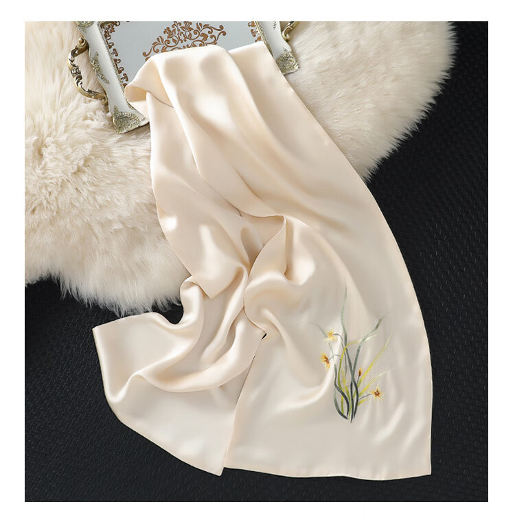 Shanghai Story Women's 100% Mulberry Silk Scarf Handcrafted Su Embroidery High-End Gift Box Mother's Day Birthday Gift for Mom 8