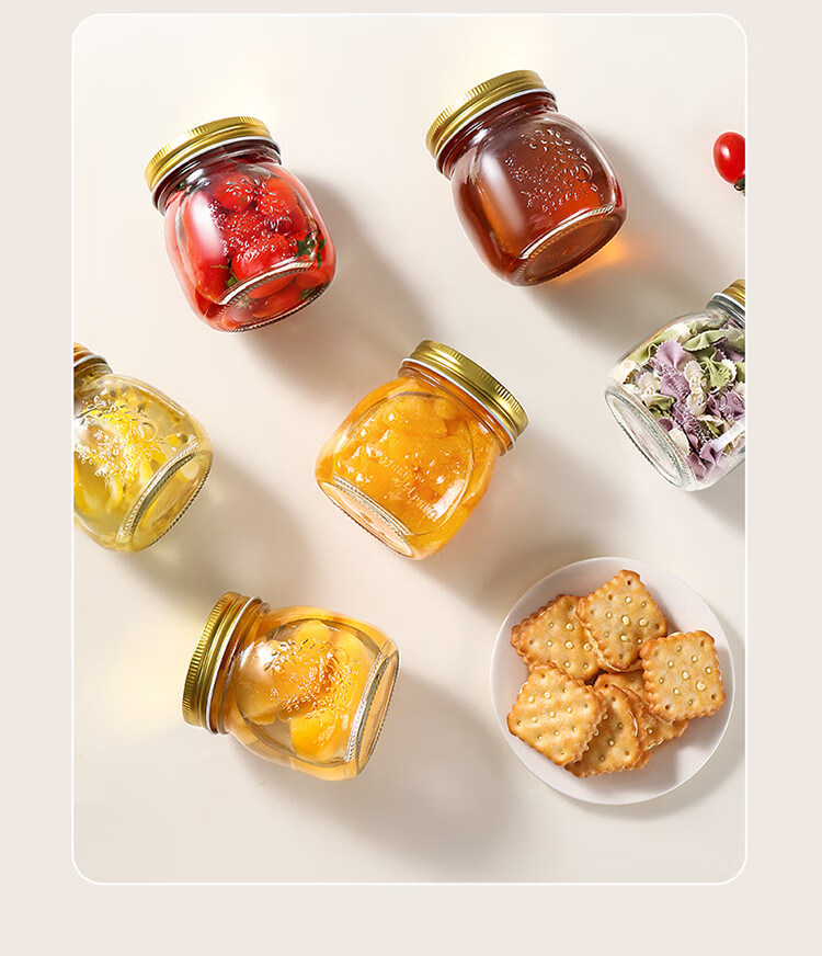 BJ Airtight Jars, Set of 6, 300ml Honey Bottles, Canned Food Jars with Lids, Jam Jars, Coffee Bean And Tea Leaf Storage Containers, Glass Storage Jars 3