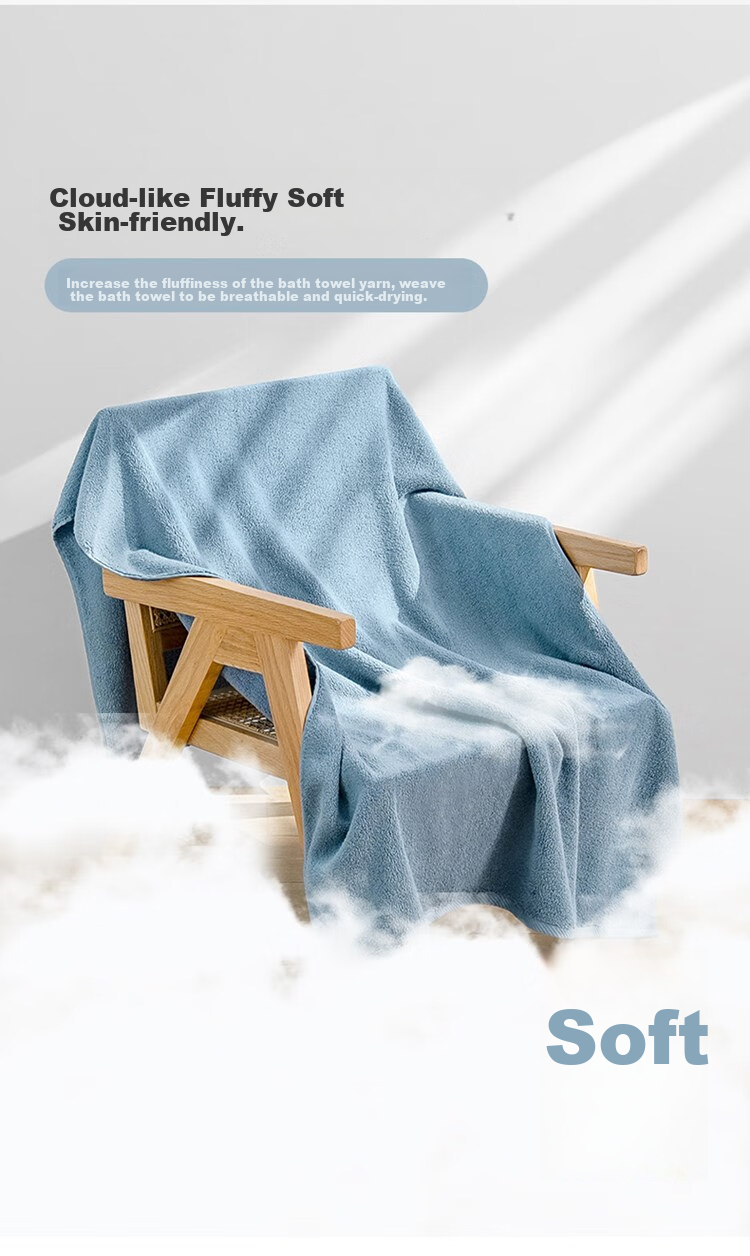 UCHINO Soft 800g Thick Bath Towel, Absorbent Home Use Bath Towel, Couple Style Large Towel, Glass Blue + Laundry Bag 4