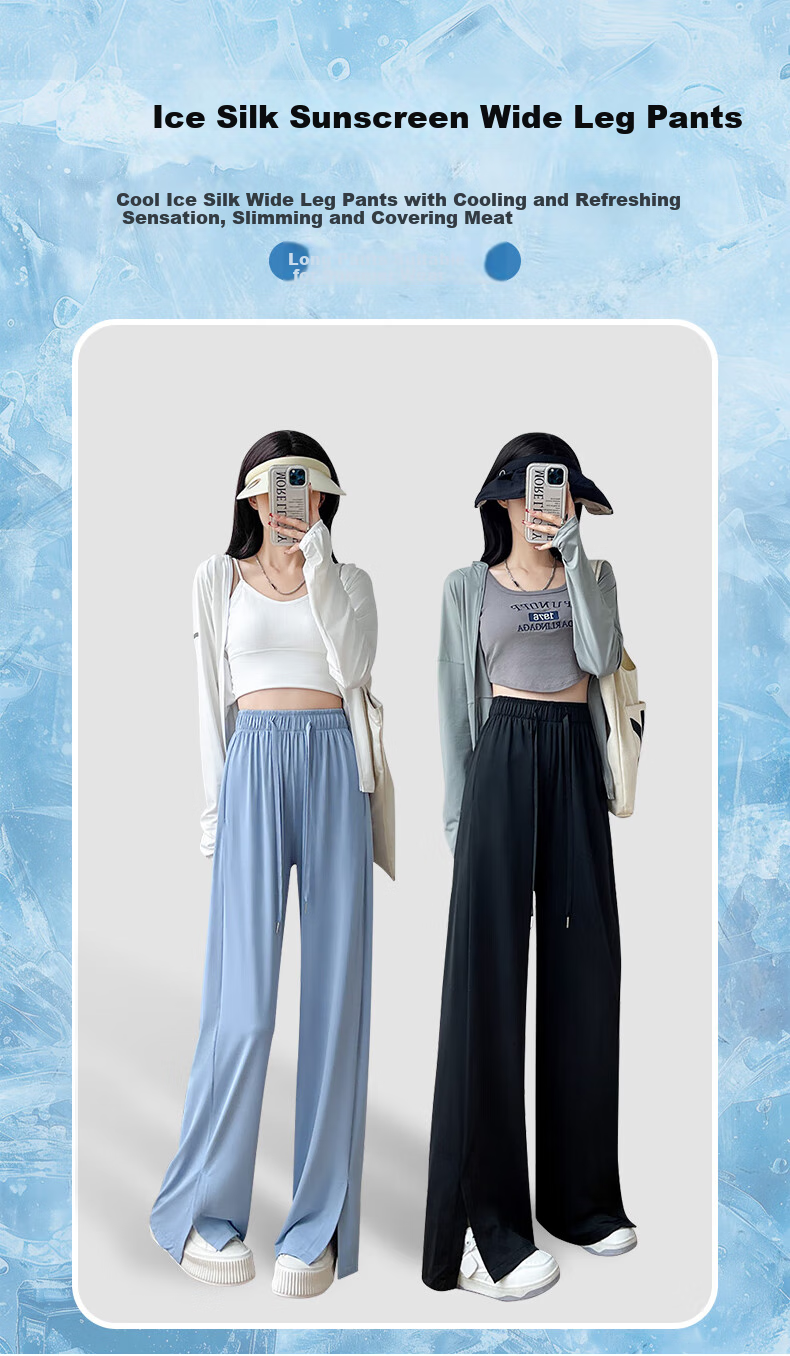 Langsha Women's Ice Silk Wide-Leg Sun Protection Pants Straight Quick-Dry Casual Breathable Sports Slimming Anti-Mosquito Long Pants 1