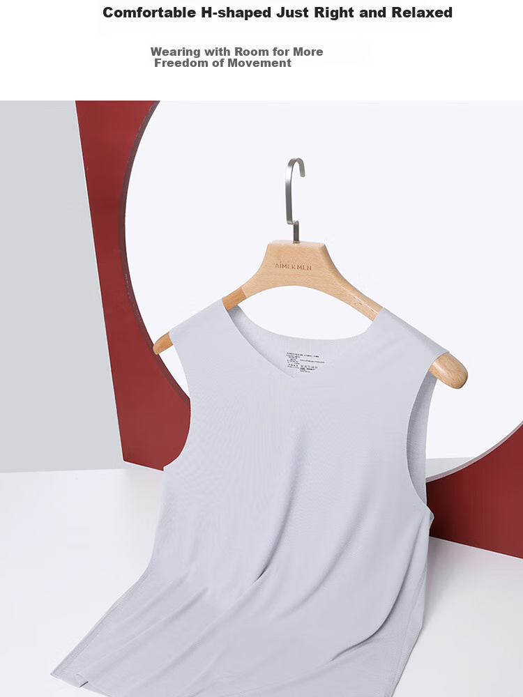 AIMER MEN Men's Modal Wide-Shoulder Undershirt, 3A Antibacterial Seamless Inner Layer, White, Size 170 9