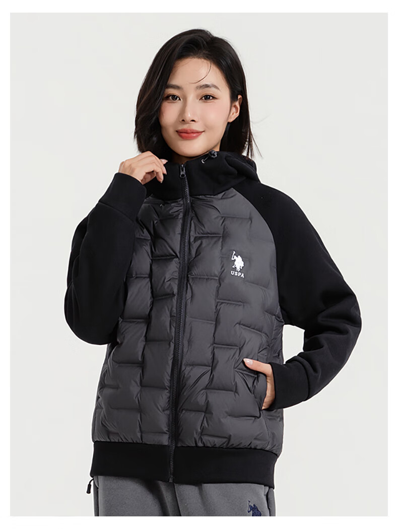 U.S. POLO ASSN. down Jacket, Autumn And Winter Men's Casual Warm Hooded Jacket, Men's Couple Sweatshirt Coat, Pearl White, XL 16