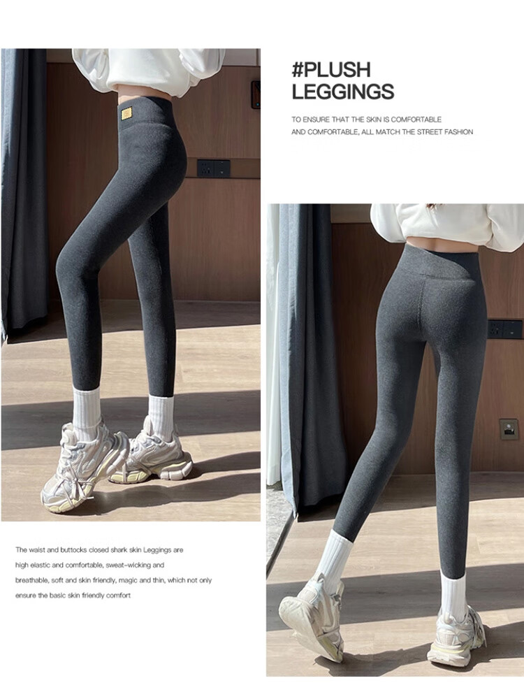 LangSha Women's Autumn Winter Fleece-Lined Thickened 300g Baby Velvet Warm Slim Fit Leggings 11