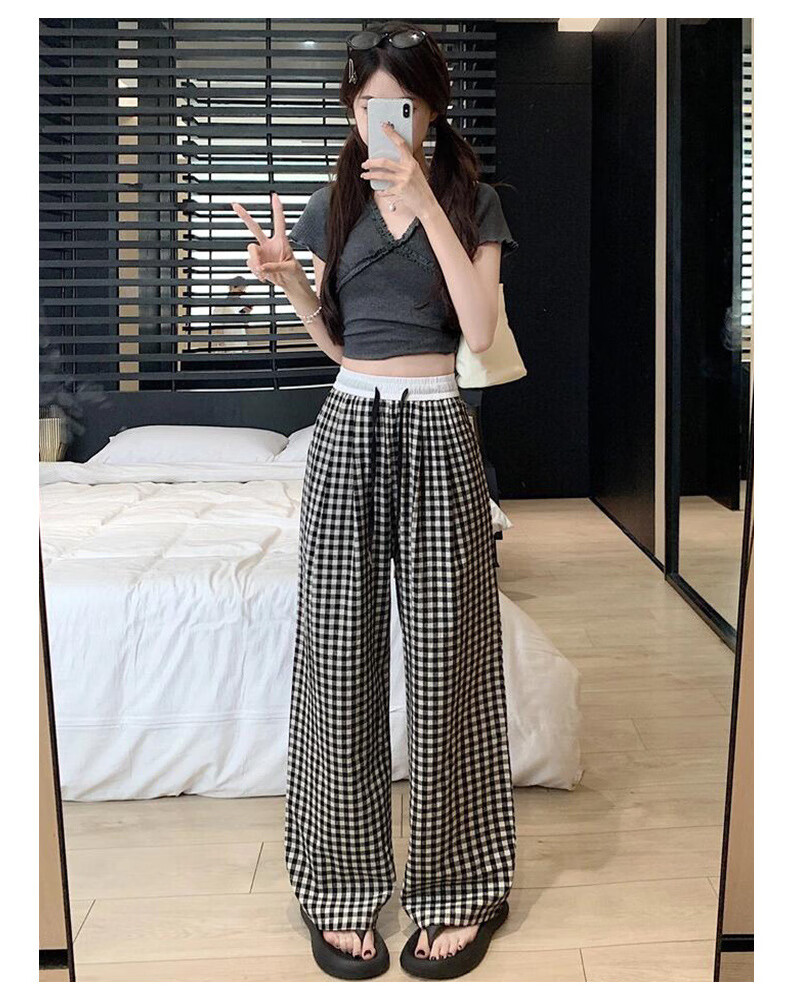 LangSha Wide-Leg Pants for Women, Spring And Autumn New Style Dopamine High-Waist Draping Slimming Casual Loose Lazy Trendy Trousers 9