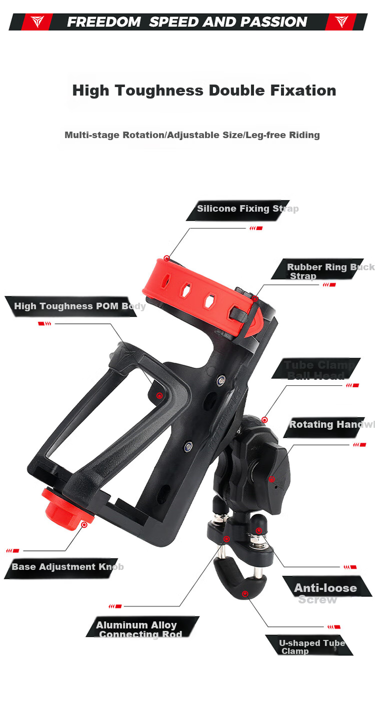 MOTOWOLF Motorcycle Bicycle Water Bottle Holder, Cup Stand, Cycling Mineral Water And Beverage Rack, U-Shaped Cup Holder 3
