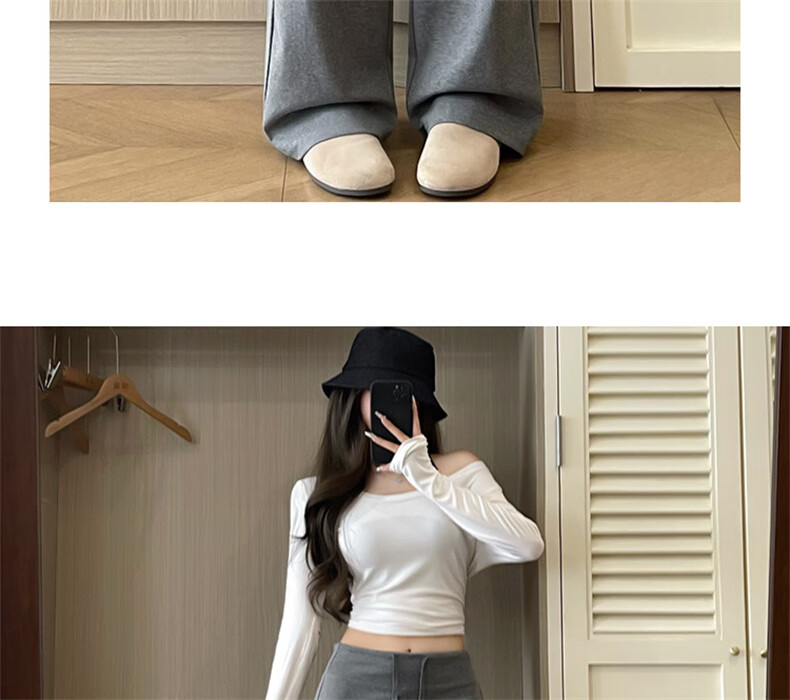 Langsha Women's Draped Wide-Leg Pants 2026 Spring New High-Waist Casual Loose Sports Slim Straight Sweatpants 3