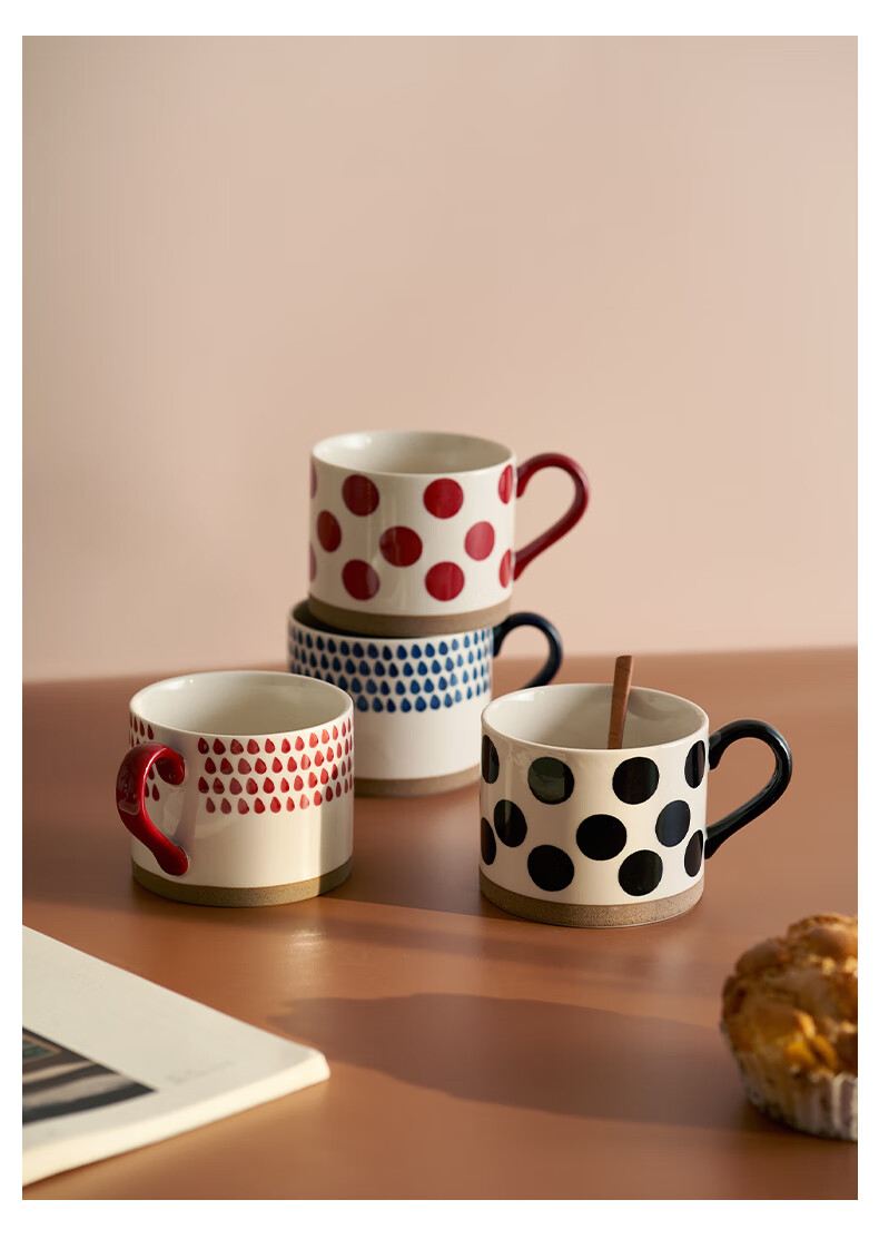 Siyue Ceramic Mug Home Breakfast Cup High-Value Red Striped Coffee Cup 450ml 6