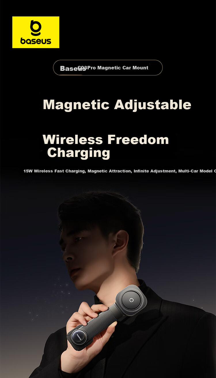 Baseus Car Phone Holder with Wireless Charger, Magnetic Car Mount, Adjustable Dashboard Holder for All Vehicle Models 7