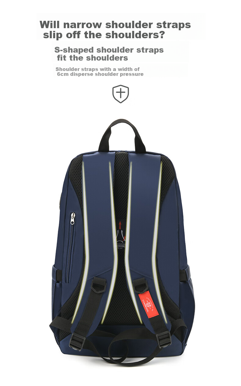 UNIVERSITY OF CAMBRIDGE British Cambridge Middle School Student Backpack for Boys, Large Capacity Lightweight Shoulder Bag for High School Students CA325 Blue 6