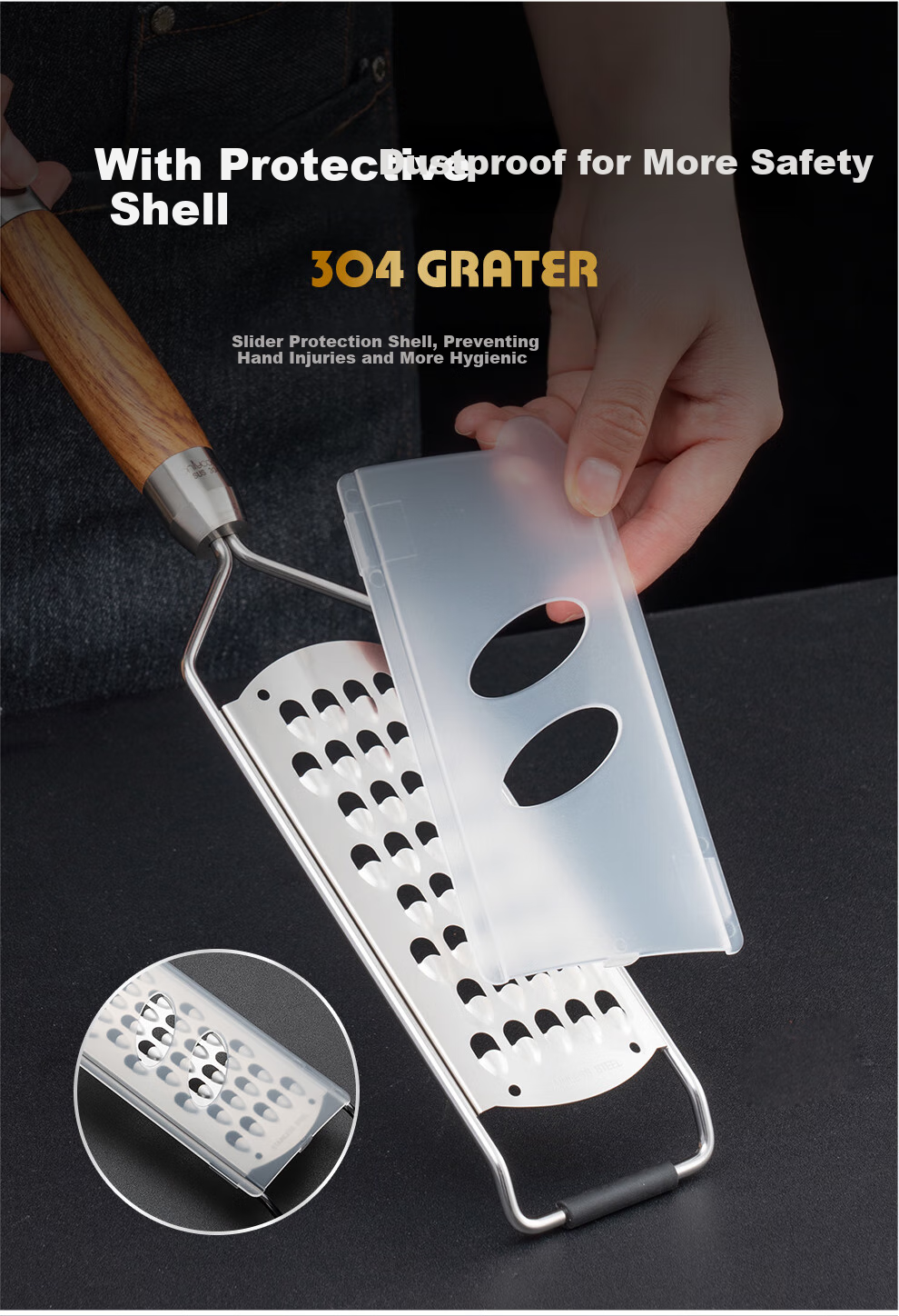 Onlycook Manual Old-Style Shredder And Slicer, Dumpling Filling Shredder, Hand Guard, with Hook And Lid 4