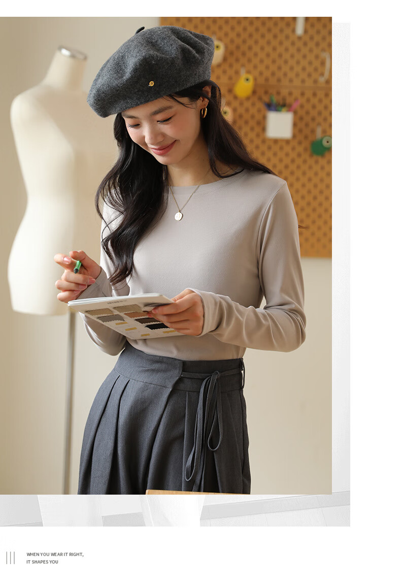 LangSha Women's Autumn Slim Fit Base Layer Long Sleeve T-Shirt 2025 New Round Neck Casual Top 17