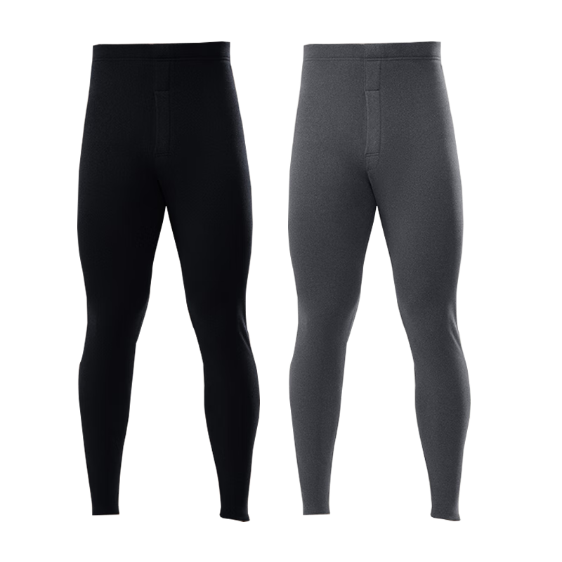 Yalu Men's Thermal Underwear 2-Pack Double-Sided Fleece Seamless Cotton Base Layer Pants Winter Warm Cotton-Lined Long Johns