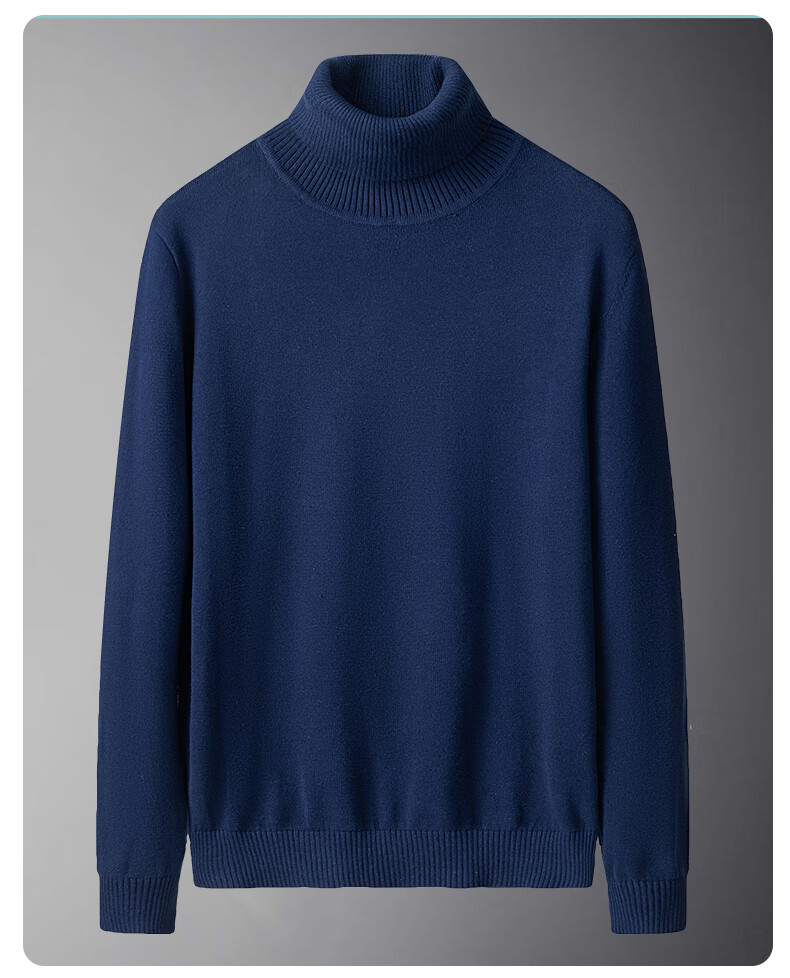 MiiOW Men's Turtleneck Sweater Autumn Winter Casual Fleece Thickened Warm Knitted Cotton Business Basic Shirt 1
