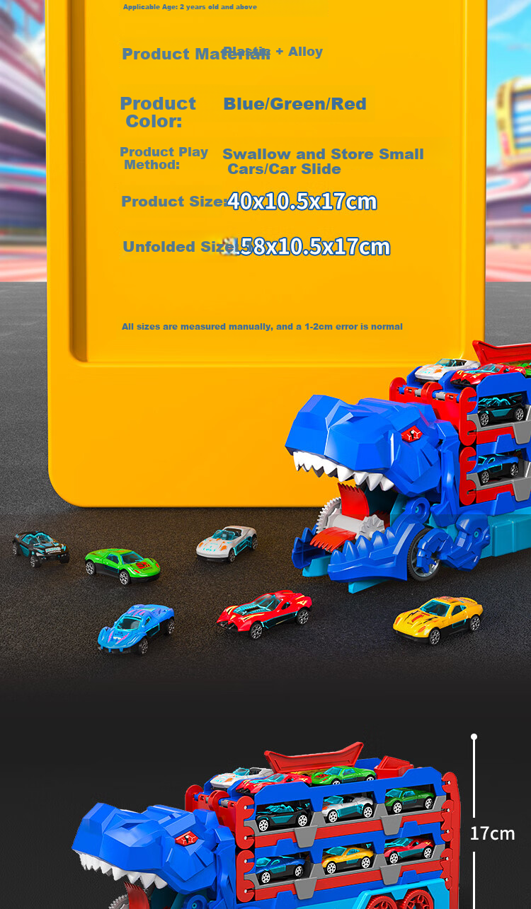 Snaen Children's Dinosaur Toy Car with Ejection Track, Transforming Alloy Car, Birthday Gift for Boys Aged 3-6 Years Old 11