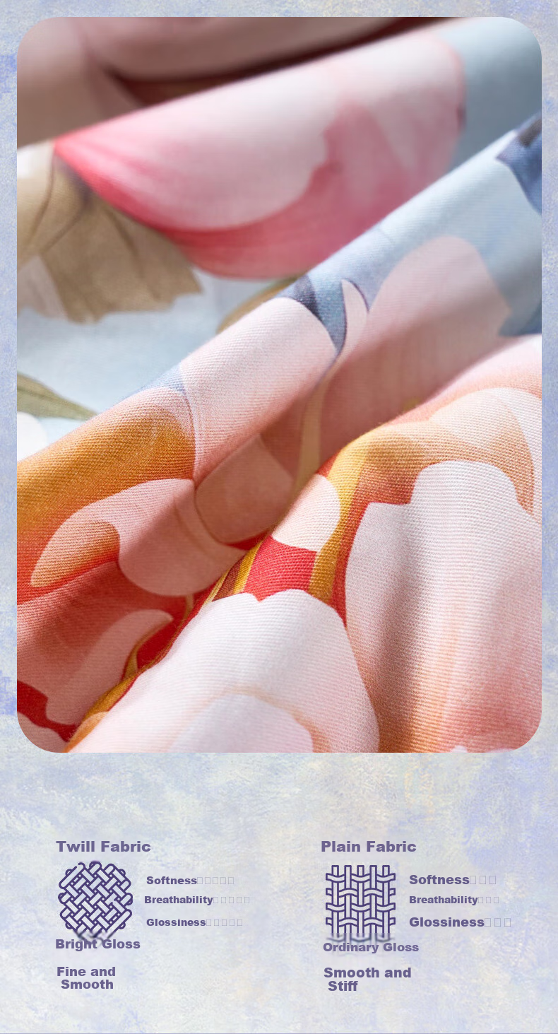 FUANNA Bedding Set, Pure Cotton 100% Bedsheet And Duvet Cover, Floral Pattern Set, Double Size, 203*229cm, Shengshi 13