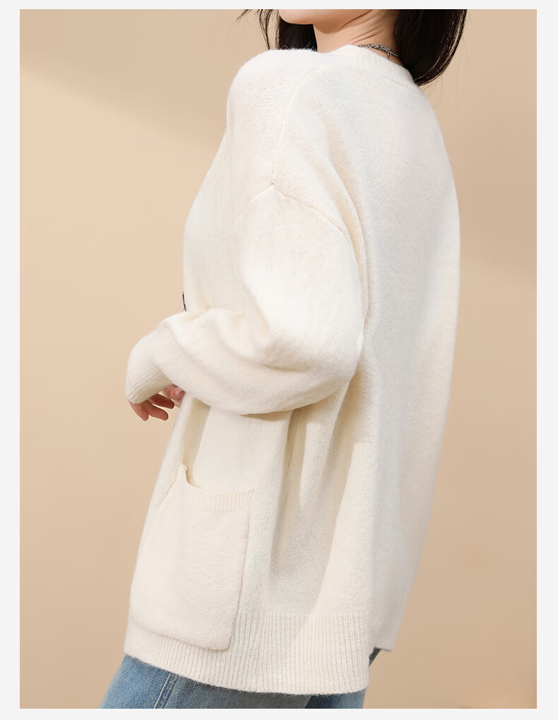Yishangmei Women's Knitted Cardigan Autumn Winter 2025 New Lightweight V-Neck Sweater Petite Loose Lazy Style Jacket 4