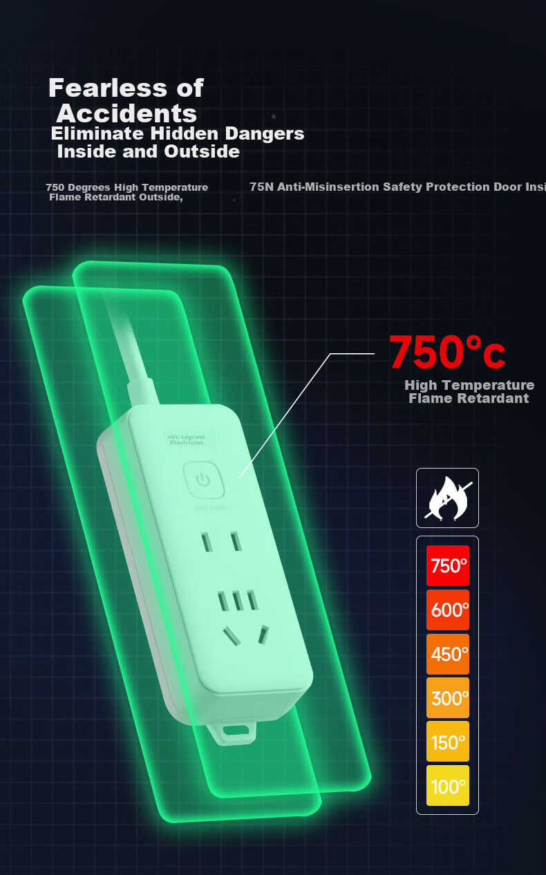 NVCleishidiangong New National Standard 4-Outlet 1.8m Power Strip Socket Extension Cord P5Z22 3