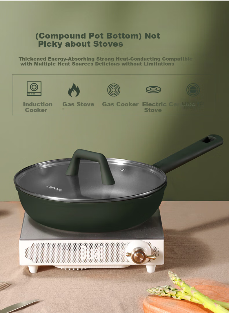 CaROTE Non-Stick Deep Frying Pan for Steak, Titanium Pan for Home Use with Induction Cooker, Egg Frying Pan, 26cm 8