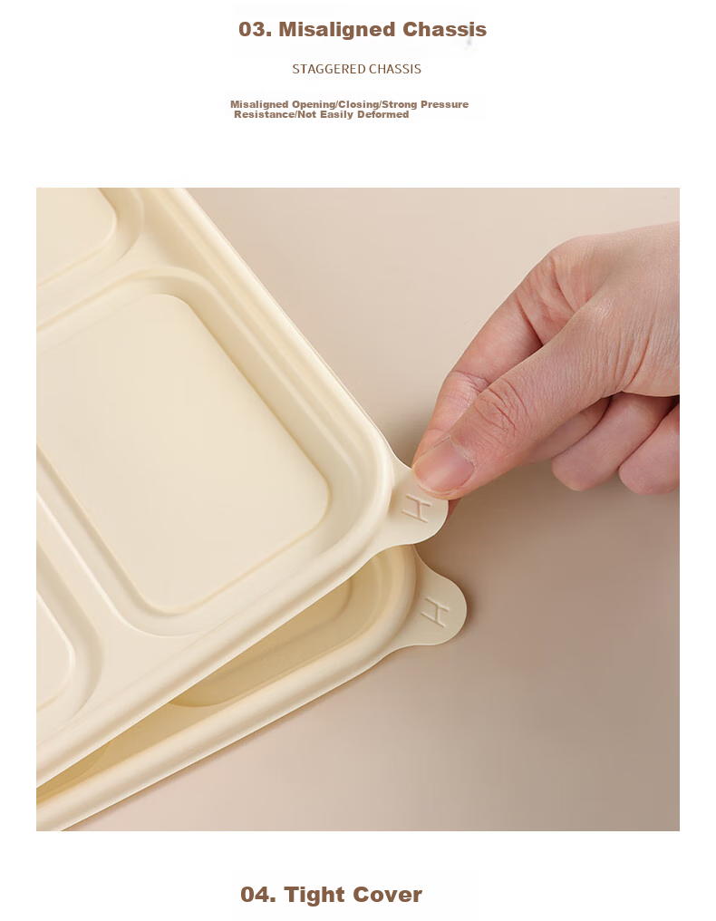 Baijie Corn Starch Disposable Food Containers, Biodegradable Microwave-Safe Lunch Boxes with Lids, Takeout Meal Boxes, 4 Compartments * 20 Sets 11