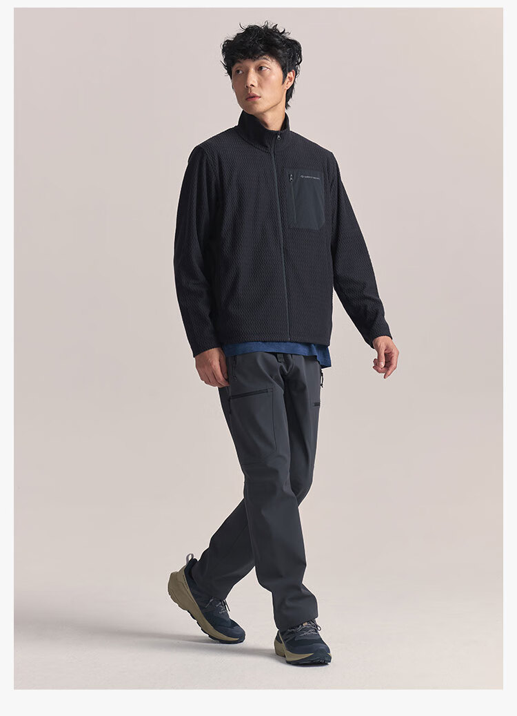 JD Original Winter F2 Series Windproof Fleece Jacket And Pants, Outdoor Sports Warm Coat, Stand-Up Collar Cardigan, Space Gray, 3XL 8