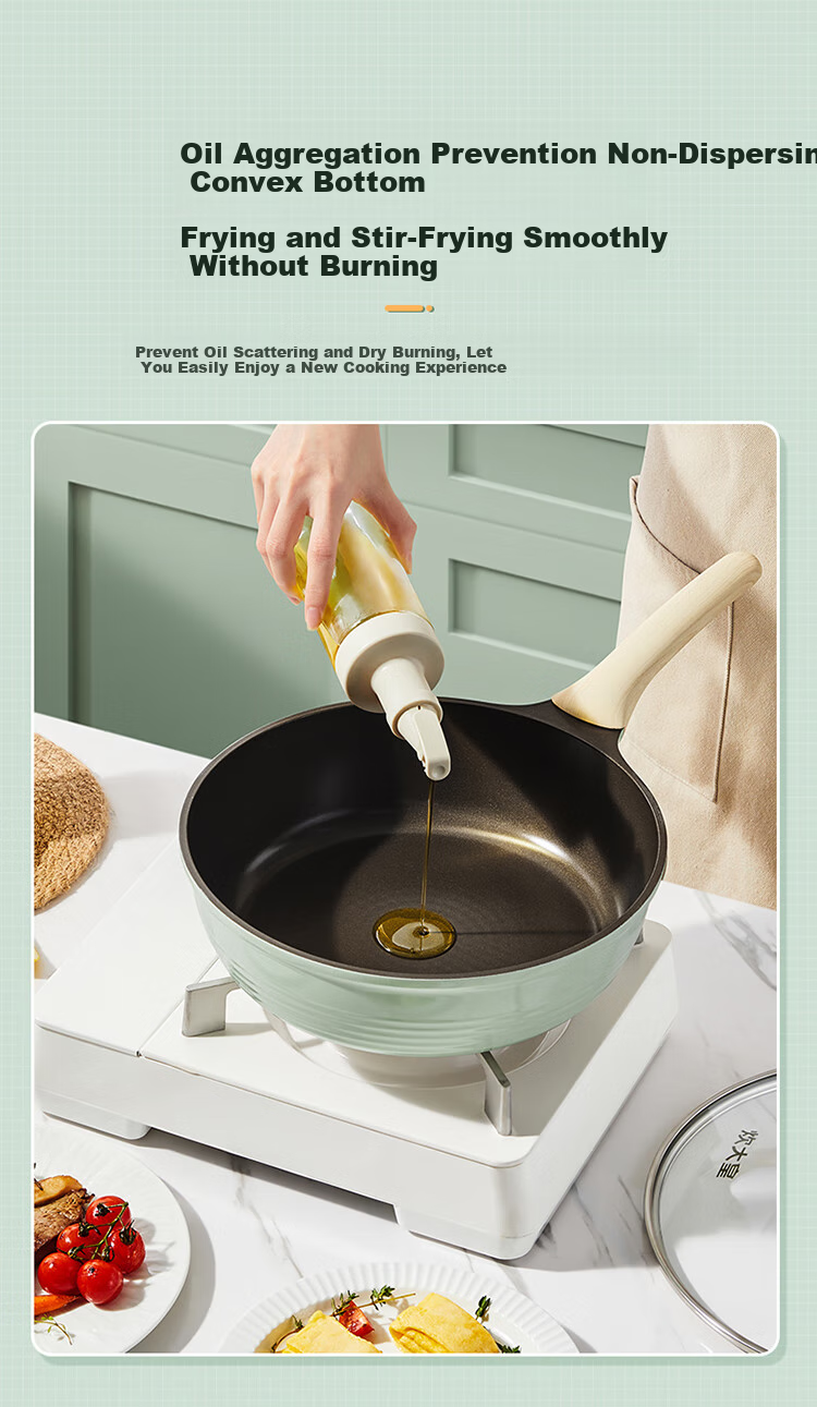 COOKER KING Non-Stick Frying Pan with Ceramic Exterior, Clean Cooking Surface, Flat Bottom Pan, Deep Oil-Gathering Skillet, Steak Pan with Titanium Coating, 28cm 6