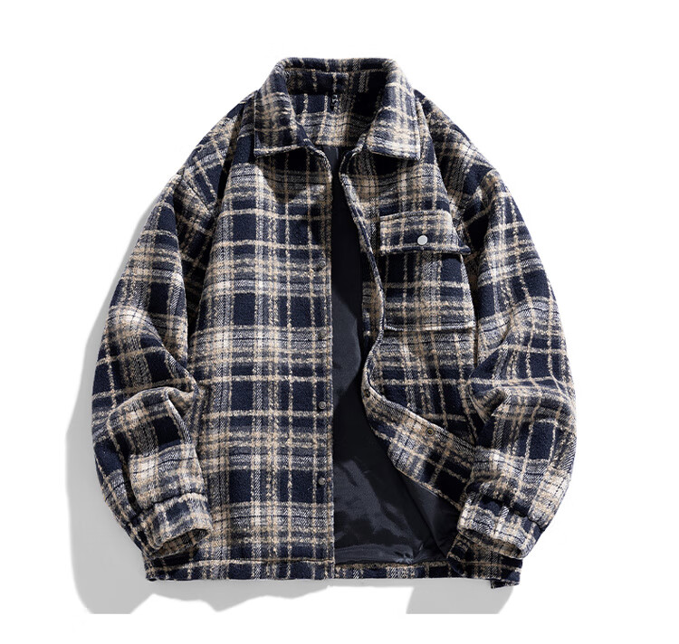 NASA GISS Men's Jacket Spring Autumn Winter Korean Style Trendy Loose Versatile Couple Lapel Coat Black XL 7