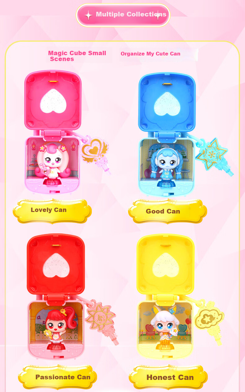 Qimiaomengke Magic Key Heart Cute Flower House Doll, Season 4 Toy Set, Light-Up Scene, Girls' Pretend Play 9