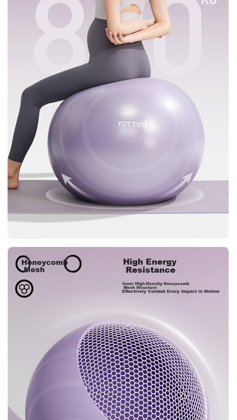Yottoy Thickened Anti-Burst Non-Slip Professional Fitness Ball for Yoga, Pregnancy, Labor Assistance, Elastic Training Swiss Ball 4