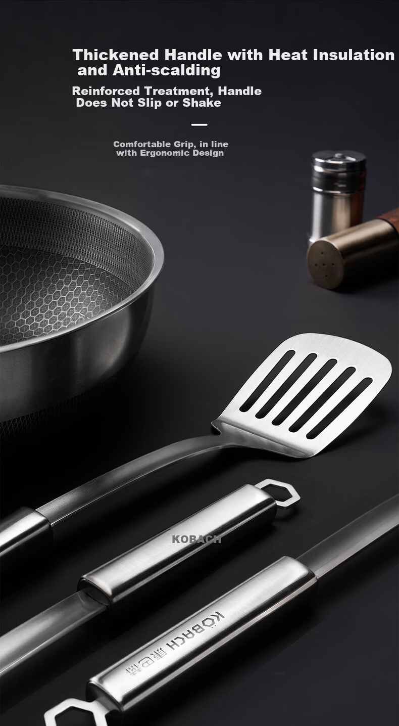 Kangbahe 304 Stainless Steel Wok Spatula with Thickened Handle, Heat-Resistant And Anti-Spatter Cooking Utensil 7